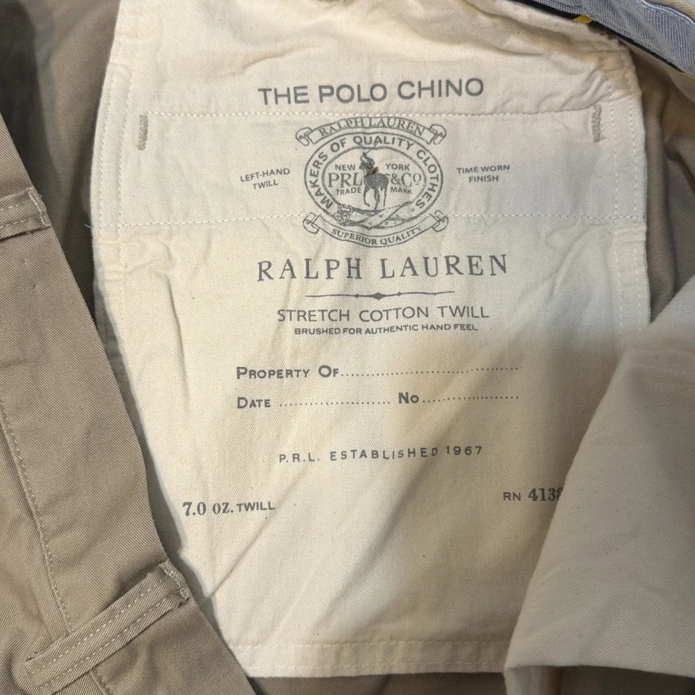 Polo Ralph Lauren Mens Stretch Classic Fit Chino Pants 44B/34 White Cotton Twill